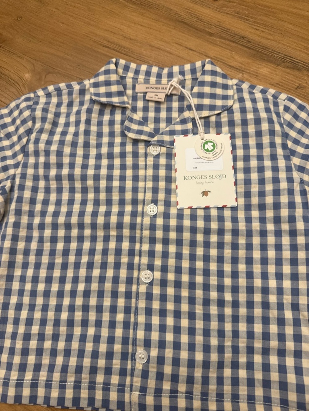 Konges Sløjd Blue & White Gingham Button-Up NWT - Organic Cotton 9M